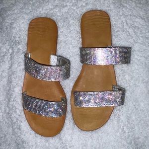 Nude/Sparkly Flat Sandals